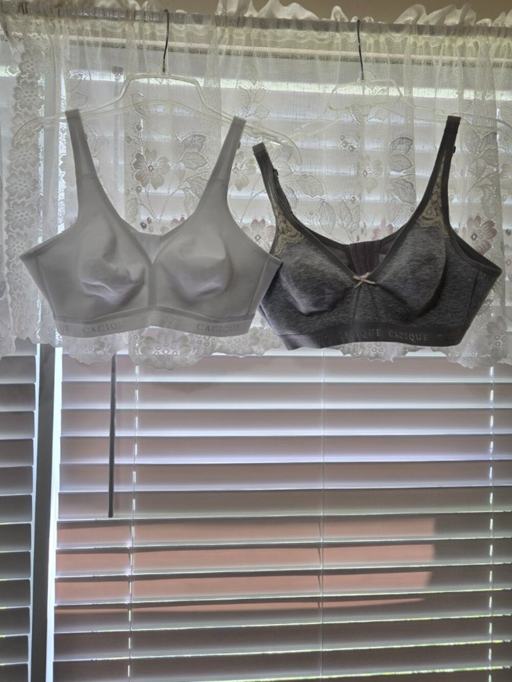 2 Cacique Bras.  Unlined/No Wire~ 40C~White & 40C Gray